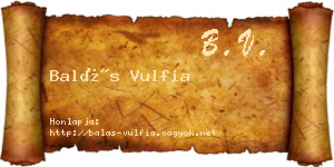 Balás Vulfia névjegykártya